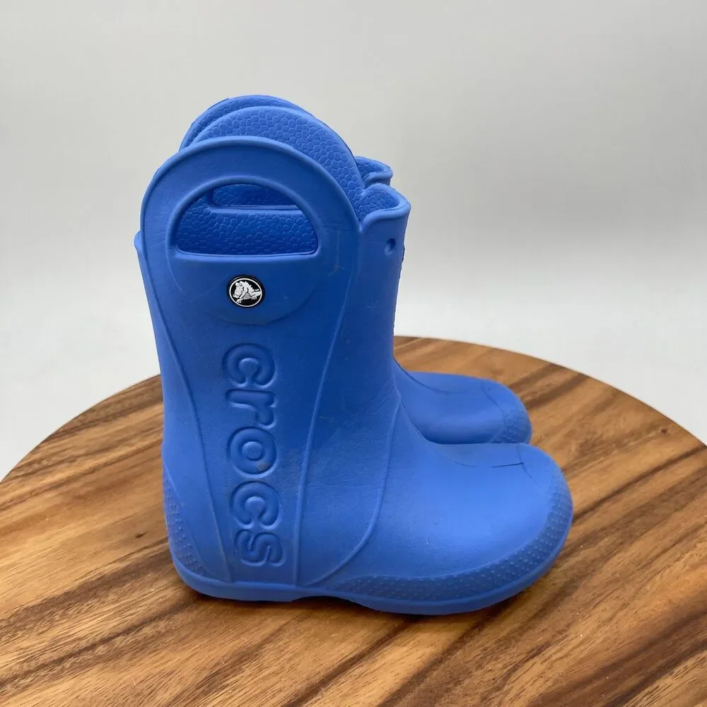 Crocs Handle It Rain Boots Youth Kids C12 Sea Blue Outdoor Waterproof Unisex